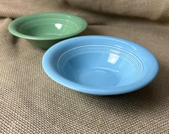Set of  Two Vintage Fiesta Cereal Stacked Bowls, one  Green and one Blue