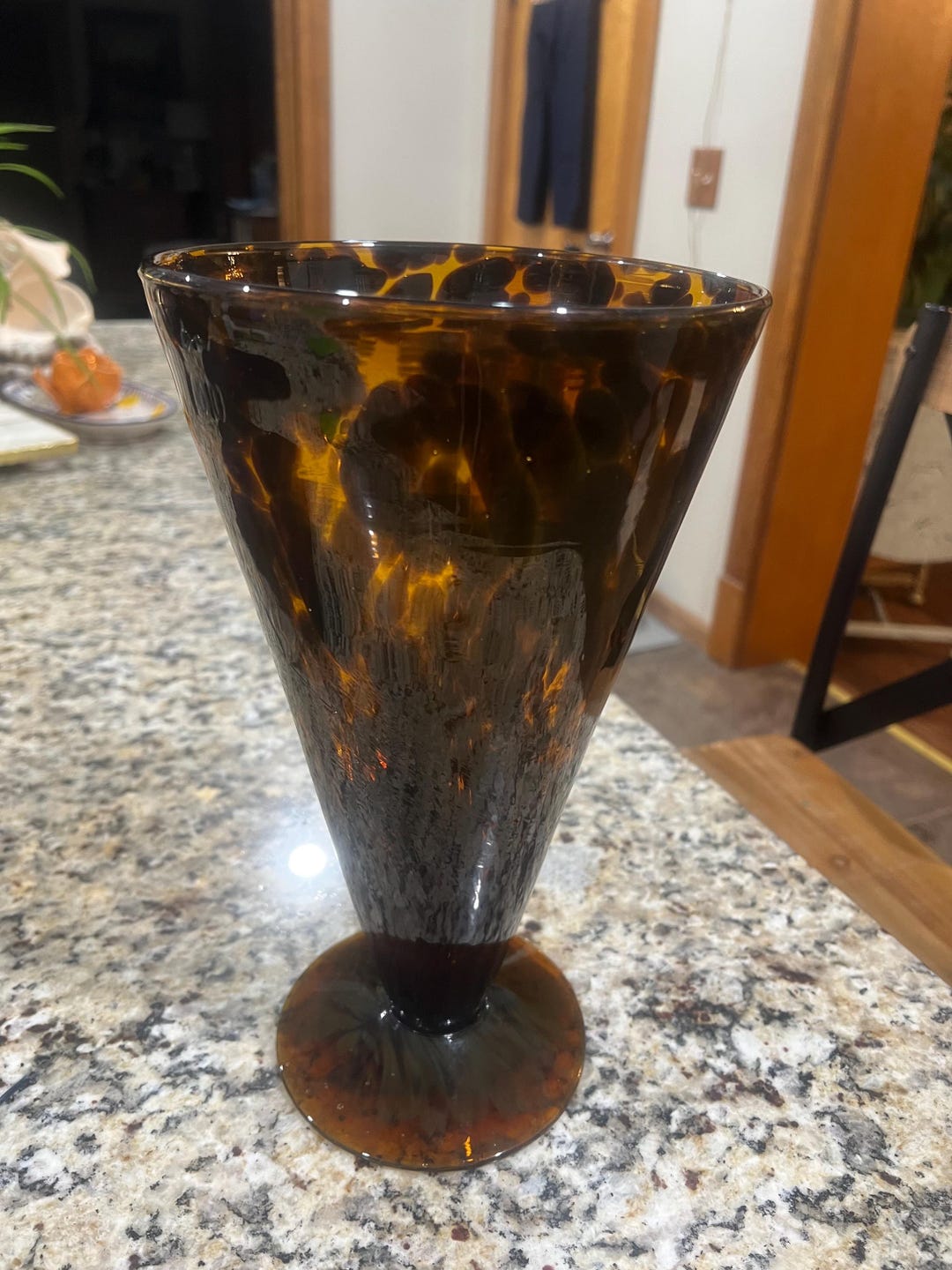 Hand Blown Leopard Pattern Art Glass Vase - Etsy