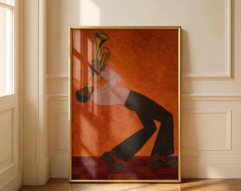 Afroamerikanischer Trompetenspieler Kunstdruck - Vintage Jazz Musiker Wandkunst, Afrocentric Dekor, Kulturelles Poster, Schwarze Exzellenz