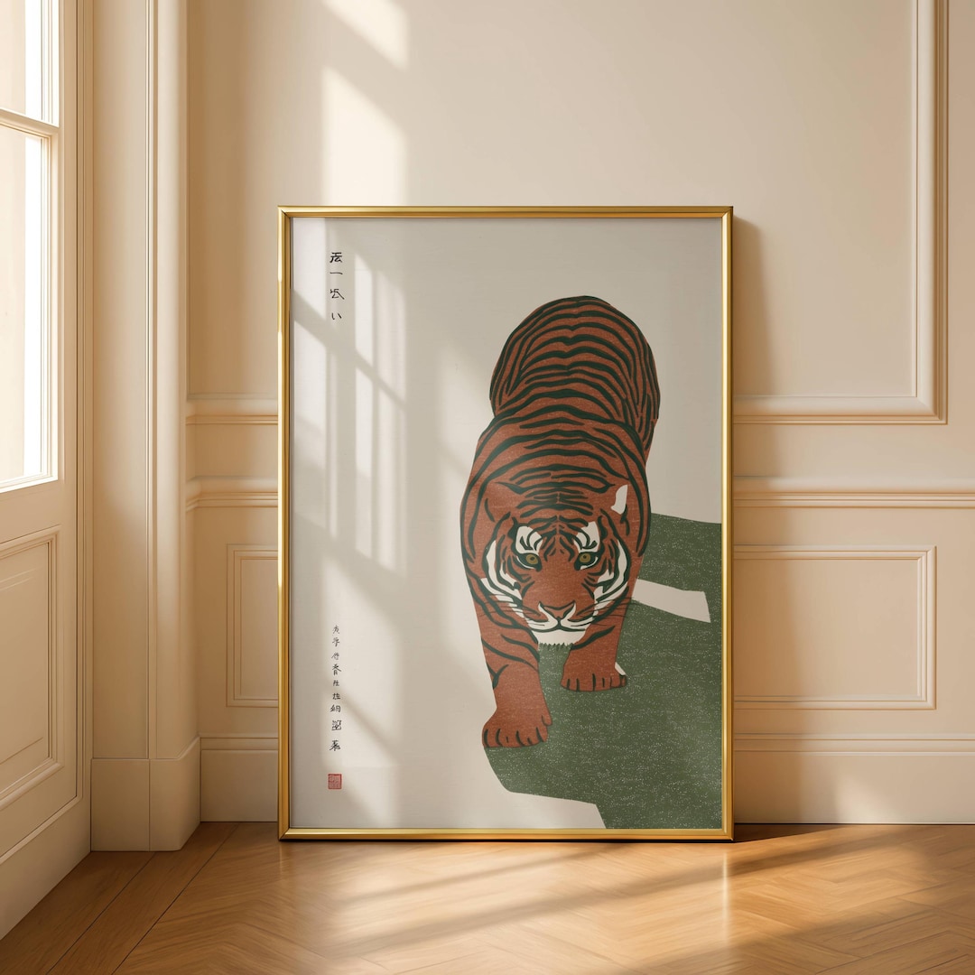 Vintage Japanese Tiger Art Print – Bold Animal Poster, Ukiyo-e Style ...