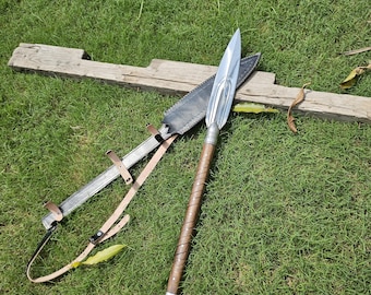 Hand Forged Viking Spear Decor | Carbon Steel Head, Rosewood Handle | Rustic Norse Wall Art