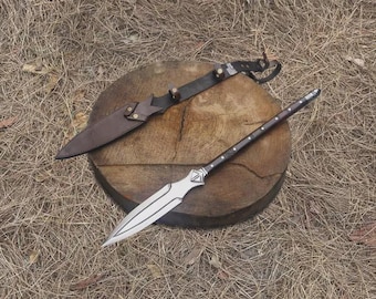 Hand-Forged Viking Spear – 35" Carbon Steel Blade, Rosewood Handle, Norse Décor, Personalized Gift