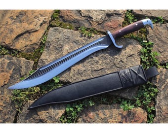 Hand Forged Fantasy Blade Decor | 21 Inch Artisan Steel Display Piece | Handmade Collectible Gift | Leather Sheath Included