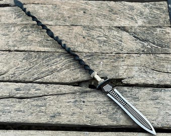 Hand Forged Steel Spear Decor | Rustic Handmade Steel Piece with Leather Sheath | Viking Medieval Style Collectible Gift