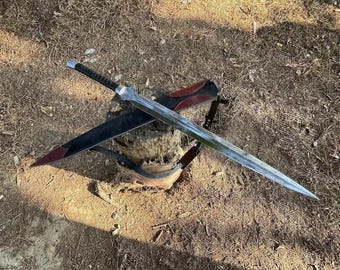 Custom Handmade Carbon Steel Viking Style Sword with Leather Handle & Sheath – 36 Inch Decorative Collectible Gift