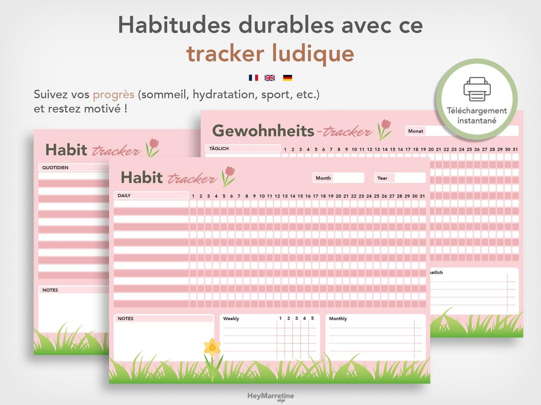 Spring Can Tracker Printable Habit Tracker - Spring Reset | Customizable Throughout the ...