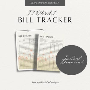 Floral Bill Tracker | Monthly Budget Planner Insert (Instant Download)