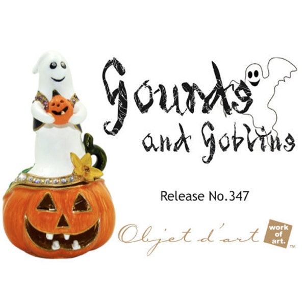 Gourds and Goblins, Pumpkin n Ghost Collectable Vintage Jewelry Orange Trinket Pumpkin Box