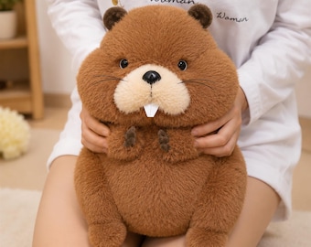 Cute Beaver Plush Toy, Kawaii Capybara Plushie, Fluffy Rodent Stuffed Animal, Soft Chubby Animal Pillow, Cozy Cute Gift for Kids