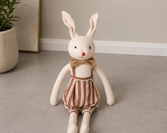 Cute Bunny Plush Toy, Handmade Stuffed Rabbit Doll, Soft Nursery Decor Gift, Minimalist Bunny Plushie for Kids, Baby Shower Gift
