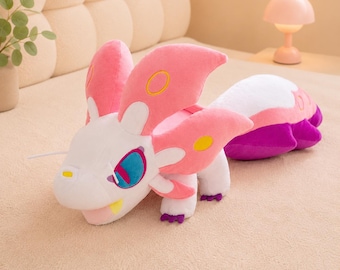 Cute Pink Dragon Plush Toy, Fantasy Creature Stuffed Animal, Kawaii Plushie Gift, Soft Anime Inspired Plush Decor, Cute Bedroom Companion