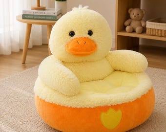 Giant Duck Plush Chair 50cm, Cute Duck Stuffed Animal Seat, Kawaii Nursery Decor, Soft Plush Sofa for Kids Room Gift