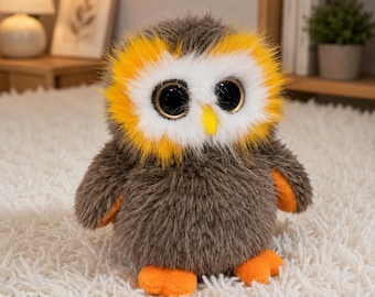 Lindo peluche de búho, peluche de búho kawaii, suave y esponjoso, regalo de decoración para guardería, muñeco de búho hecho a mano, decoración para habitación infantil, 20 cm/27 cm