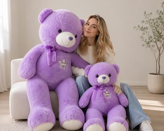 Huge Purple Teddy Bear Plush, Giant Animal, Soft Teddy Bear Gift for Girlfriend, Cute Plush Toy, Birthday & Valentine's Day Gift, 35-120cm
