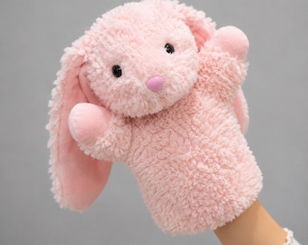 Cute Bunny Hand Puppet Plush Toy, Soft Rabbit Puppet for Kids, Interactive Storytelling Puppet, Montessori Learning Toy, Toddler Gift Idea