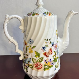 Vintage Aynsley Fine China Coffee Pot – Cottage Garden Floral Bone China