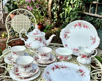 Vintage Royal Albert Lavender Rose Bone China-theeset (14 stuks)