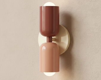 Nordic Double Head Wall Sconce, Minimalist Colorful Bedside Lamp, Japandi Home Decor