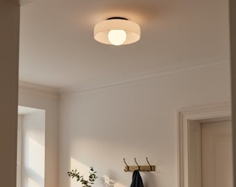 Plafoniera moderna con disco in vetro – Stile retrò nordico per corridoio e camera da letto.