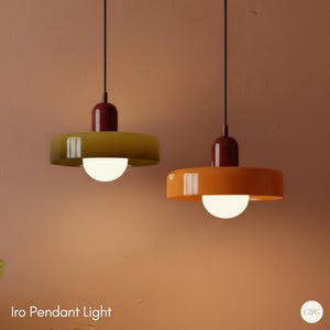 Lámpara colgante de cristal moderna – Lámpara de techo de disco colorida de estilo nórdico retro para salón y dormitorio.