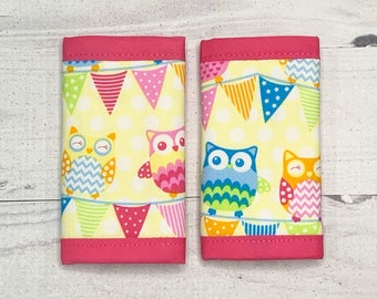 FREE Standard US Shipping Colorful Owls Ready to Ship Infant / Toddler Reversible Fabric Car Seat / Stroller Strap Covers