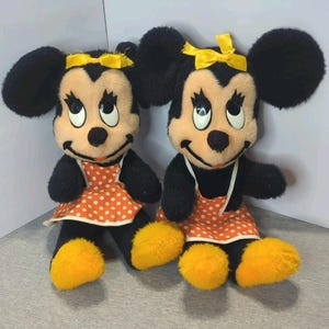 Vintage 1960s Walt Disney Minnie Mouse Plush Dolls (2) Twins image 1