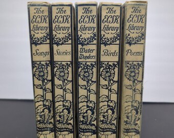 Antique ECSK Library First Edition Books (1907), Art Nouveau Style