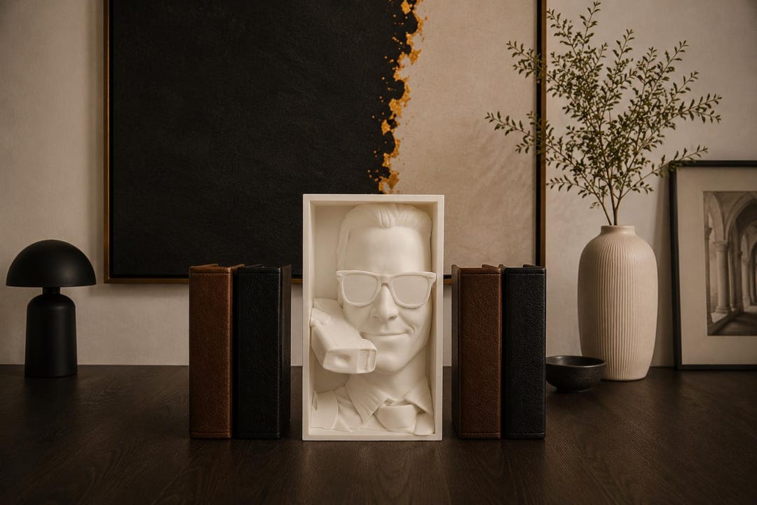 Patrick Bateman Book Nook | American Psycho Bust Bookshelf Insert | 3D ...