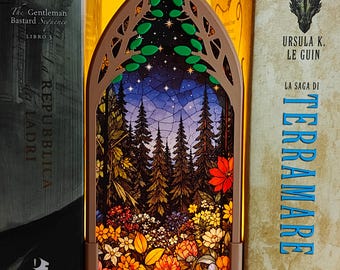 Starry Forest Tree Window ~ Fantasy Bookshelf Decor ~ Fantasy Book Nook ~ Fantasy Reading Nook ~ Fairycore Decor ~ Woodland Fantasy - Fairy