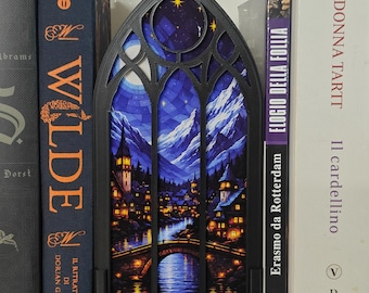 Mountain Village Fantasy Window Light ~ Book Nook LED Light ~ Decorated Bookshelf ~ Gothic Home Decore ~ Cozy Lighting ~ Fantasy Decorating