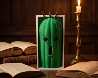 Cactuar book nook STL | Final Fantasy Bookshelf Insert | Gaming Decor stl| Final Fantasy Shelf Art | FF Shelf Art | ff Squall Rinoa Cloud
