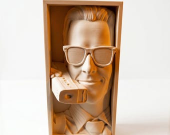 Patrick Bateman Book Nook STL | American Psycho Bust 3D Print File | Horror Cinema Shelf Decor | Gothic Bookshelf Insert | dark academy art