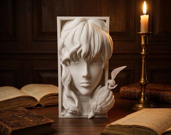 Griffith Berserk Book Nook STL | Manga Bust 3D Print File | Anime Bookshelf | Dark Fantasy Decor | Berserk Gift Download | Griffith statues