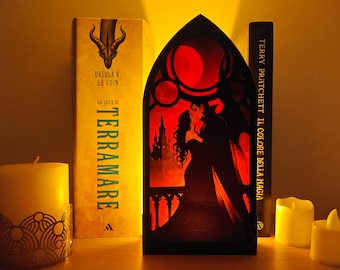 Vampire Dark Romance LED Light, Book Nook Shelf Insert, Gothic Bookshelf Decor for Book Lovers Gift, Fantasy Reading Nook, Romantasy decor