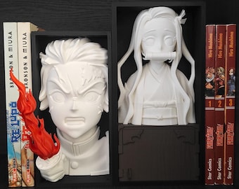 Nezuko & Tanjiro Kamado Book Nook Set | Demon Slayer Anime Figure Pair | Kimetsu no Yaiba Shelf Decor | Anime Room Decor | Manga Gift | Otaku