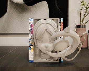 Frieren Book Nook | Frieren Beyond Journey's End Bust Bookshelf Insert | 3D Printed Anime Shelf Decor | Manga Gift | Elf Bookend | Bookends