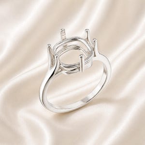 925 Sterling Silver Cathedral Ring Mount: Square Cushion 5mm to 18mm Blank Semi Mount ring With Pre notched setting For Gemstone Inlay DIY