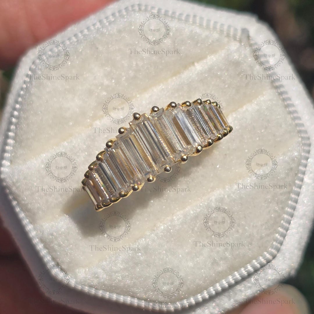 Baguette Lab Grown Diamond Full Eternity Band Box Prong Setting | Low ...