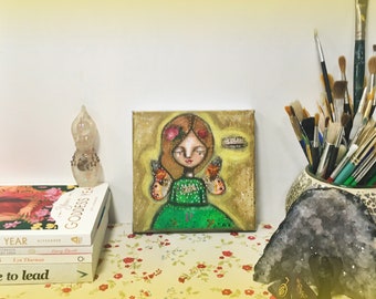 Life Is Wonderful - Aura Angel Painting – Loving Painting – Cute Painting – Original Painting – Whimsy Girl Painting – Quote Painting – Art