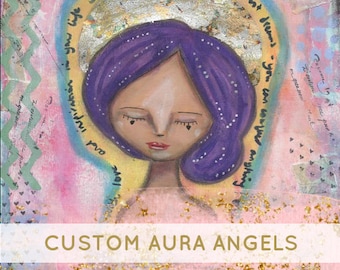 Custom Aura Angel Art - one to one, art work, mixed media, aura reading, posted internationally, unique, custom art, artist, spiritual