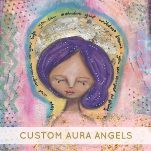 Custom Aura Angel Art one to one, art work, mixed media, aura reading, posted internationally, unique, custom art, artist, spiritual image 1