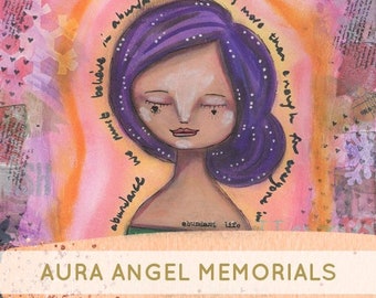 Memorial Aura Angel Art - one to one, art work, mixed media, aura reading, posted internationally, unique, custom art, artist, spiritual