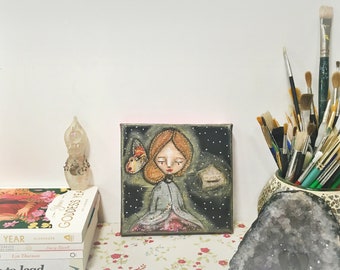 So Giddy - Aura Angel Painting – Loving Painting – Cute Painting – Original Painting – Whimsy Girl Painting – Quote Painting – Art