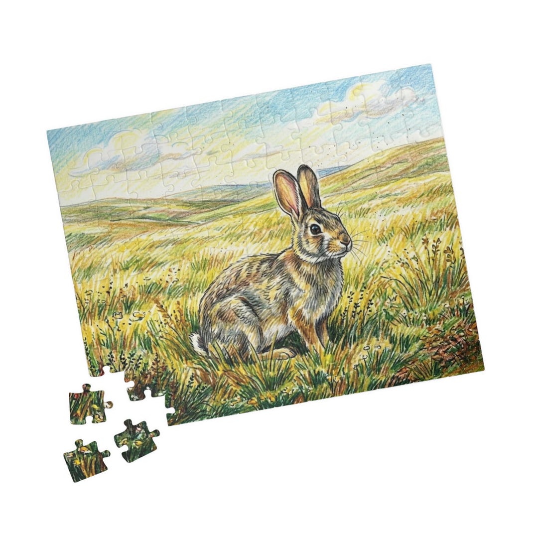 Wild Rabbit Illustration Jigsaw Puzzle - Etsy