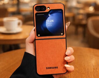 Funda tipo Z Flip de piel de ante de lujo con acabado mate y resistente a los golpes.