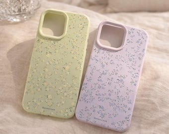 Floral Silicone iPhone Case, Soft Shockproof Half-Wrapped Cover