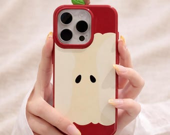 Funda 3D Apple Core para iPhone, cubierta protectora de PVC, accesorio de estilo coreano