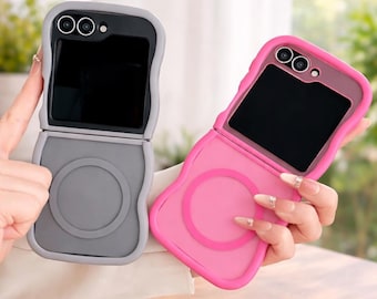 Frosted Big Wave Case for Samsung Galaxy Z Flip, Magnetic Matte Cover