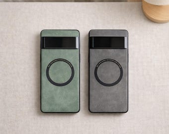 Funda de lujo MagSafe Pixel de cuero suave a prueba de golpes.