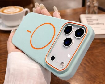 Funda ultrafina mate para iPhone, compatible con carga inalámbrica magnética.